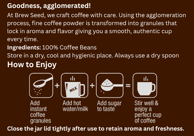 Brew Seed Instant Coffee 50g How to Brew